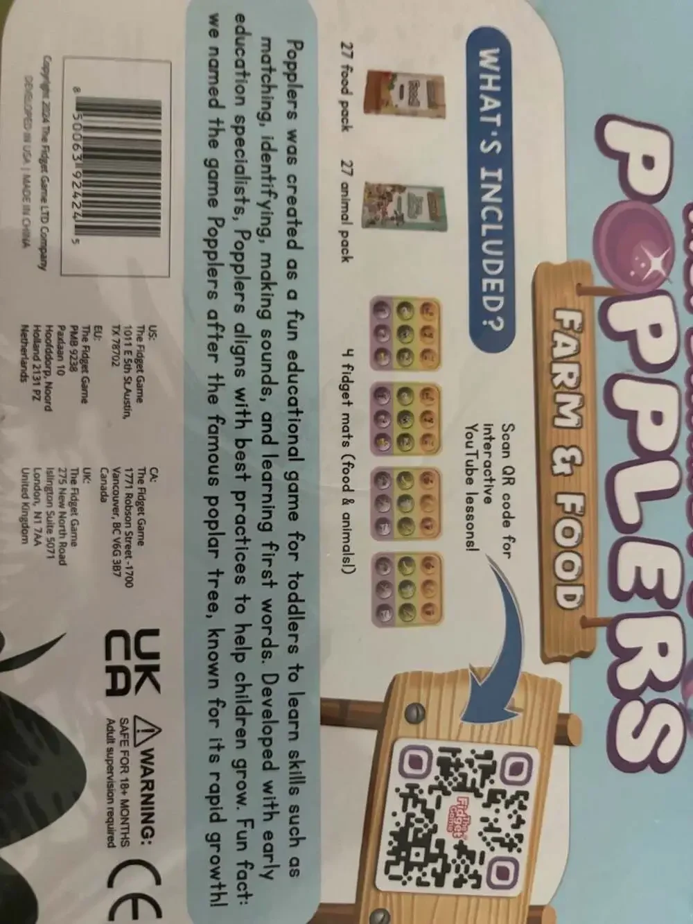 Ms. Brandi's Popplers Farm & Food Educational Fidget Game